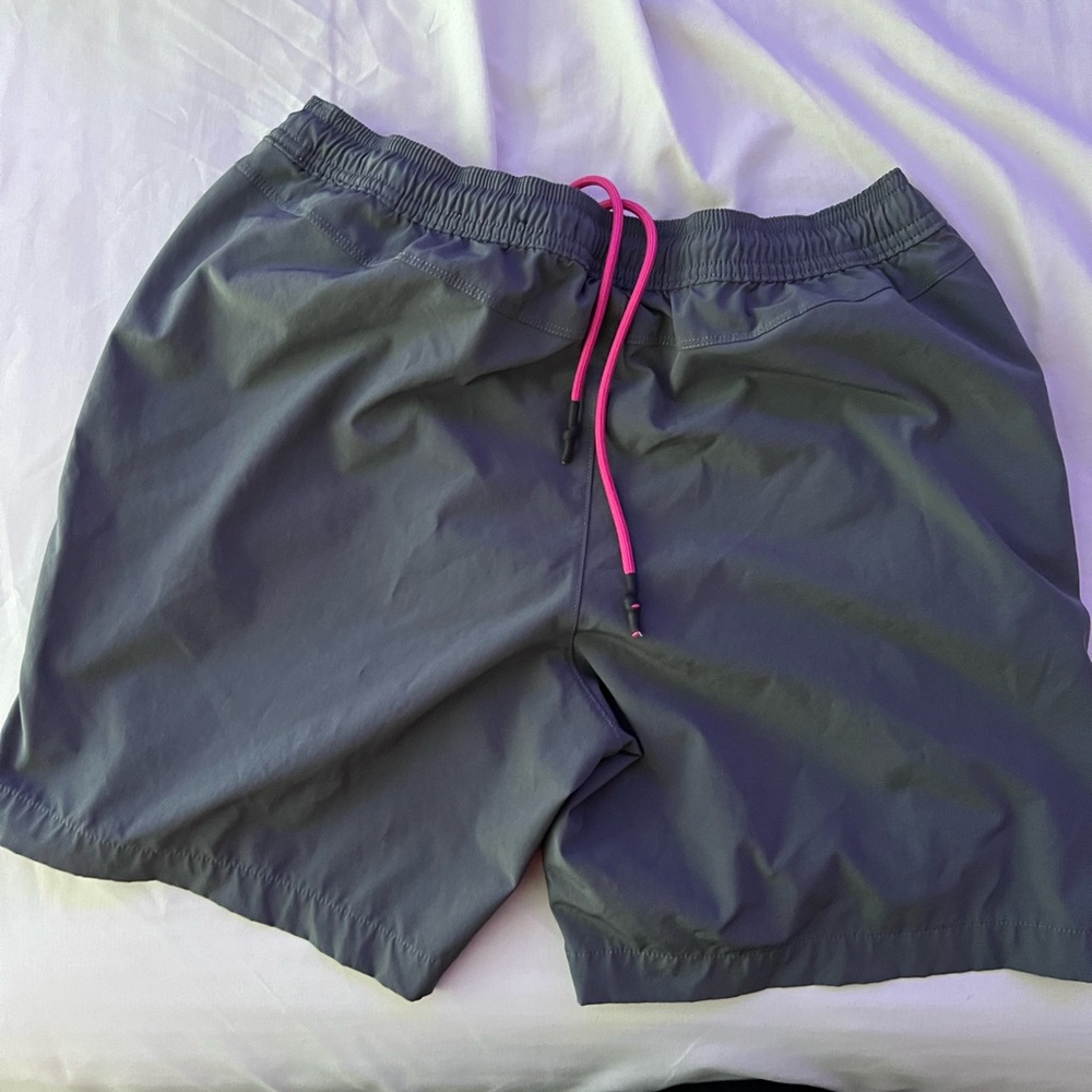 Mens Gray and Pink Hollister Sports Shorts for Workout Size Medium
